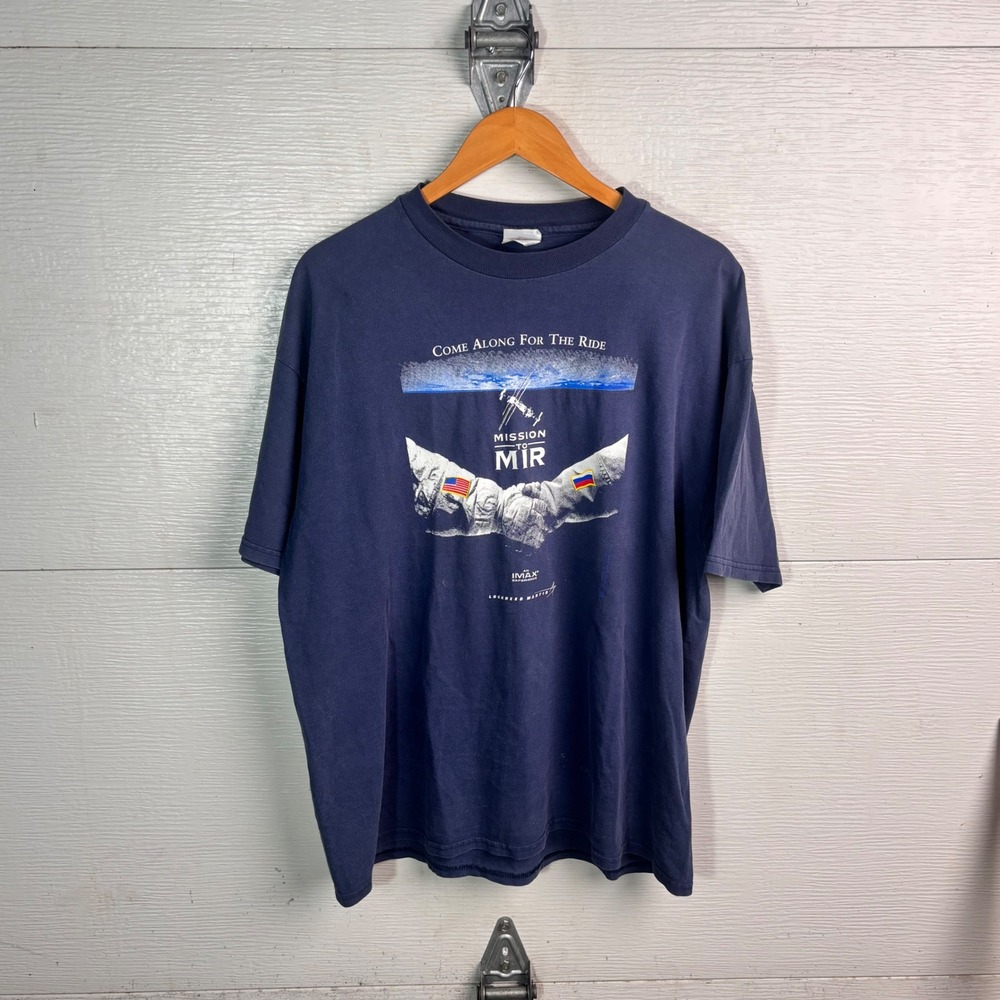 1997 Mission To Mir Promo Tee Hanes XL IMAX Lockheed Martin Space Vintage